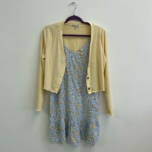 WALLFLOWER Spring dress | XL with matching Yellow cardigan